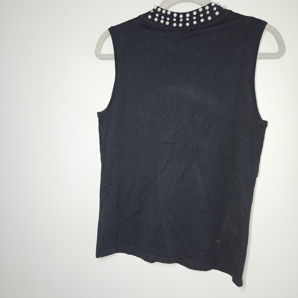 NWT Adrianna Papell Black Embellished Sleeveless Tank Sweater - Picture 2 of 3